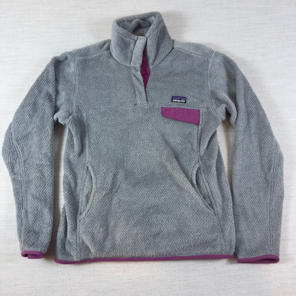 Patagonia Re-Tool Snap-T Fleece Pullover Grey Purple Womens Small 25442